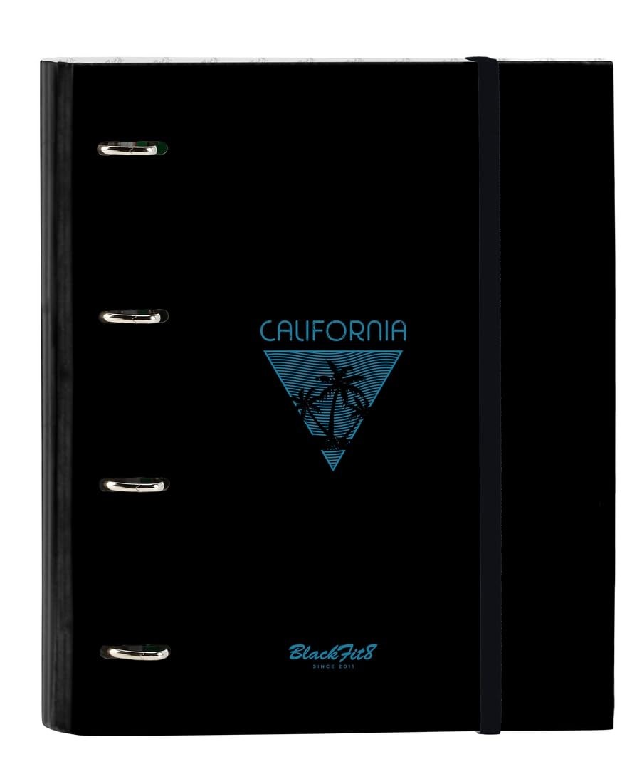 Safta BLACKFIT8 CALIFORNIA – 4 Ring Binder 35 cm with 100 A4 Sheets, Ideal for C
