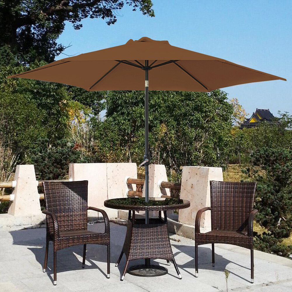 2.5M Round Garden Parasol Umbrella Patio Sun Shade Capony Aluminium Crank Tilt
