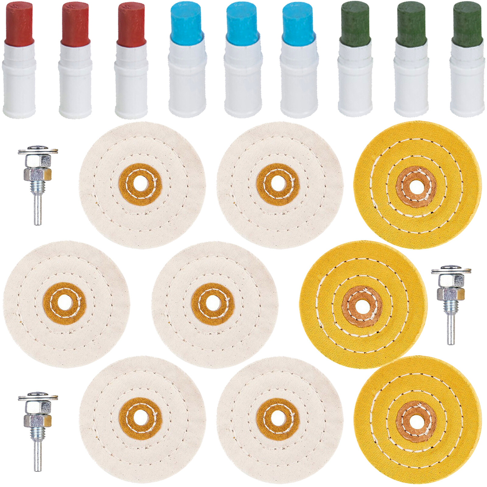 Metal Cleaning Polishing Buffing Wheel & Compound Kit for Drill 21 Piece Set