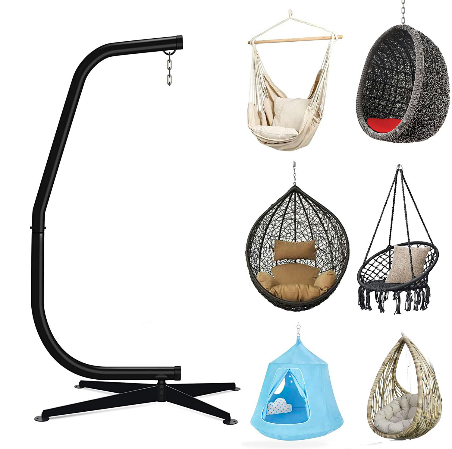 Universal Egg Hanging Swing Chair Stand Hammock Frame Garden Furniture In & Out