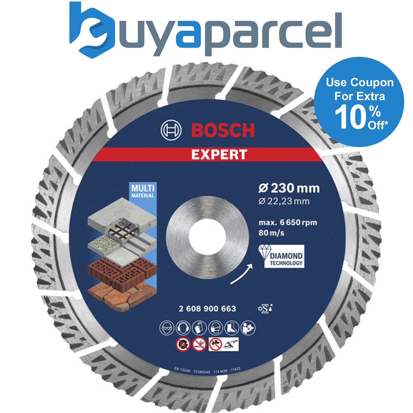 Bosch EXPERT MultiMaterial Diamond Cutting Disc 230 x 22.23 x 2.4 x 15mm