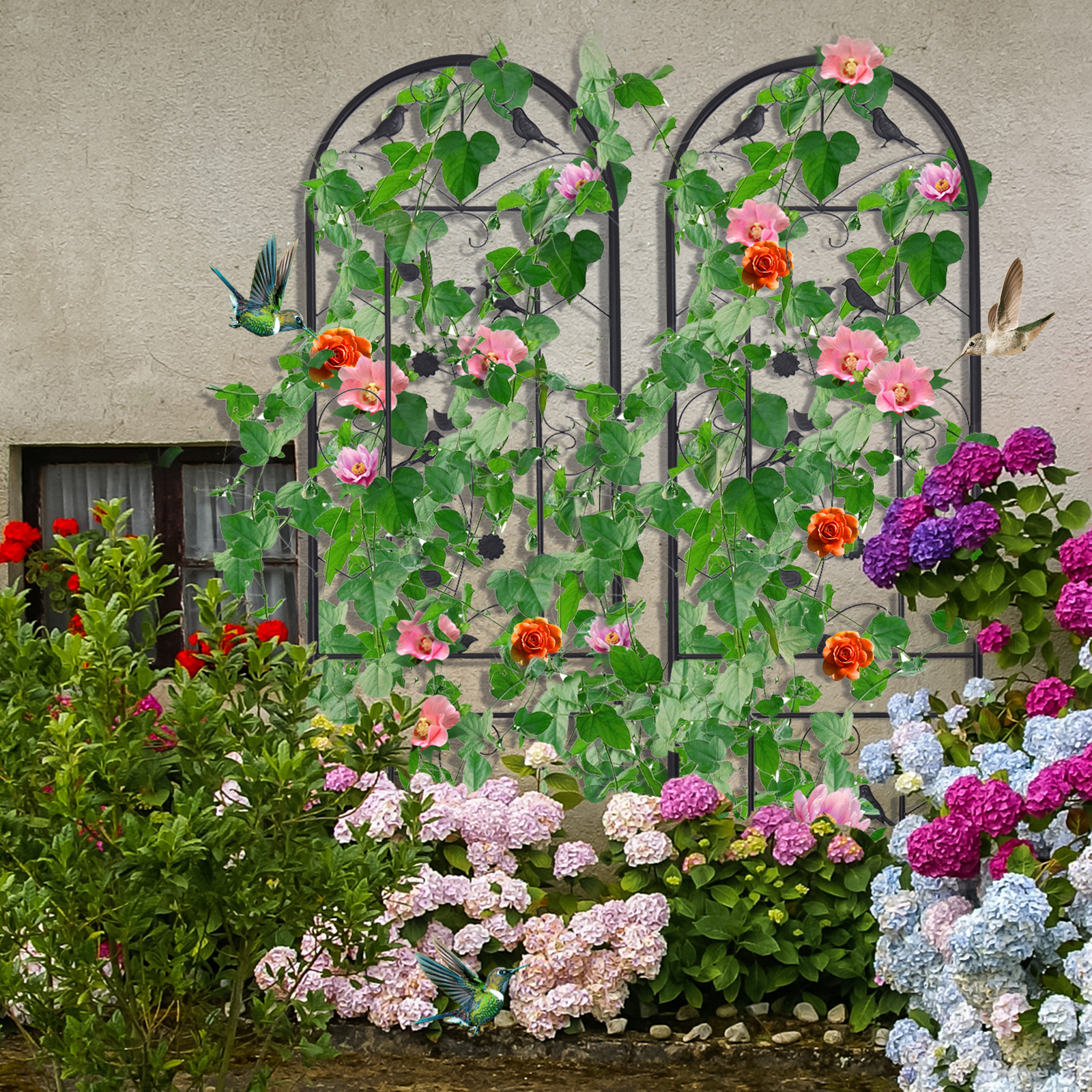 83" Decorative Garden Fence 2 Panels Metal Border Edging Fencing Vinyl Flower