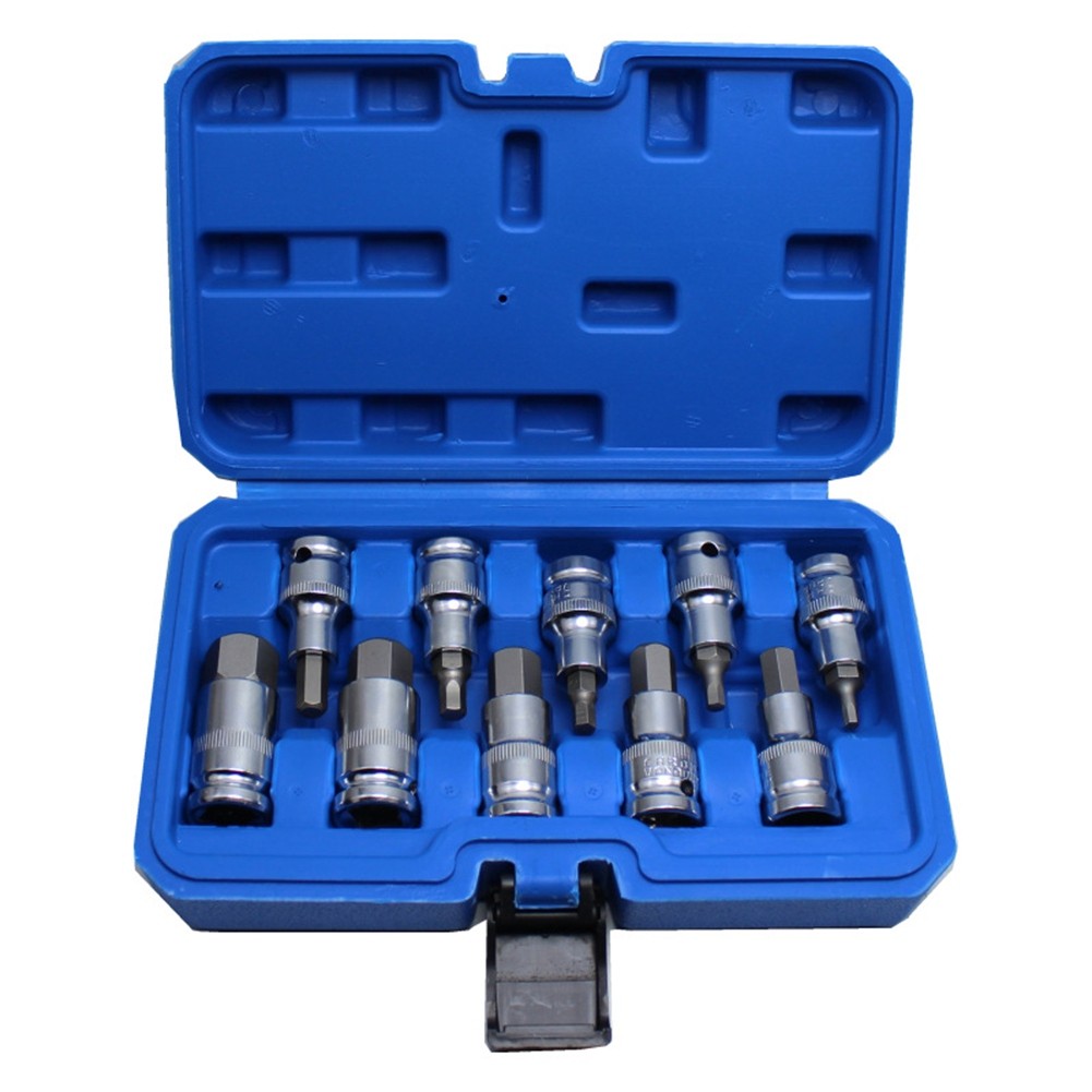 10Pcs Set 1/2inch Hexagon Socket Bit Kit Six Angle Sleeve Hex Socket Wrench4359