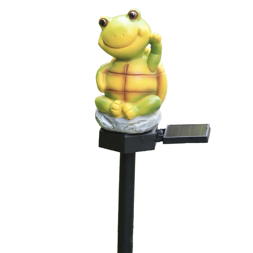 2X(Solar Resin House Light Outdoor LED Cartoon Ground Plug Light Garden5669