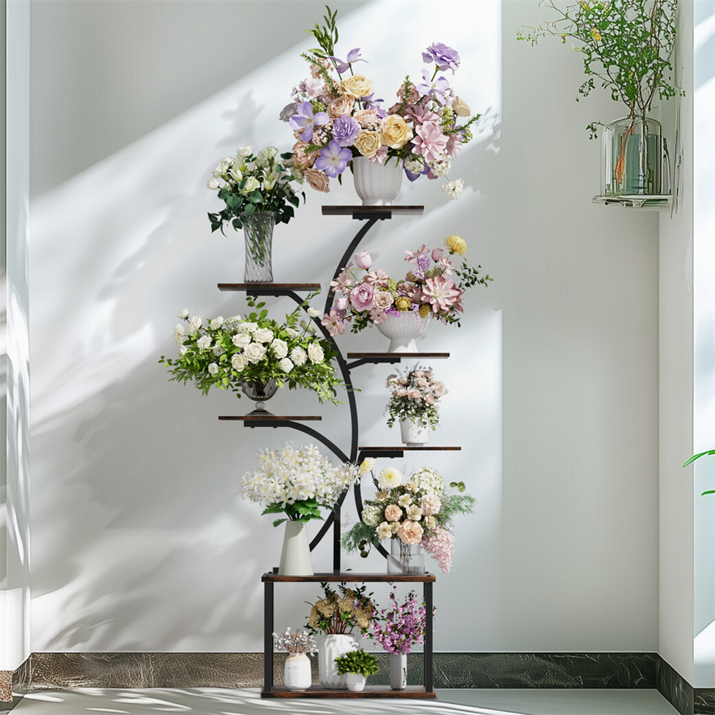 7 Tier Plant Stand Flower Pot Holder Square Ladder Shelf Rack Organizer Outdoor