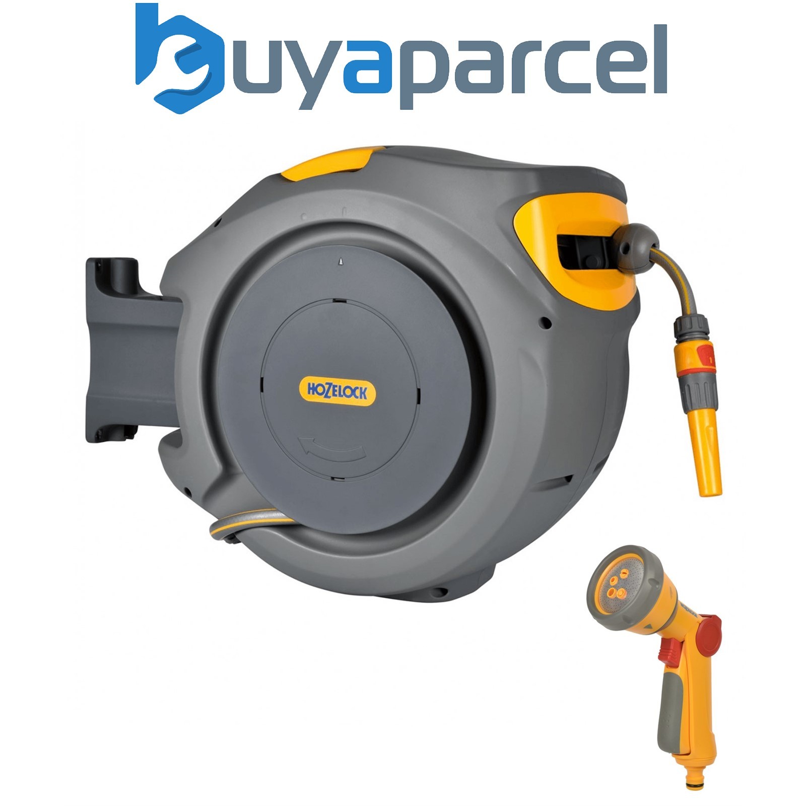 HOZELOCK 2401 Auto Reel Retractable Garden Hose 20M 2490 & 2679 Multi Spray Gun