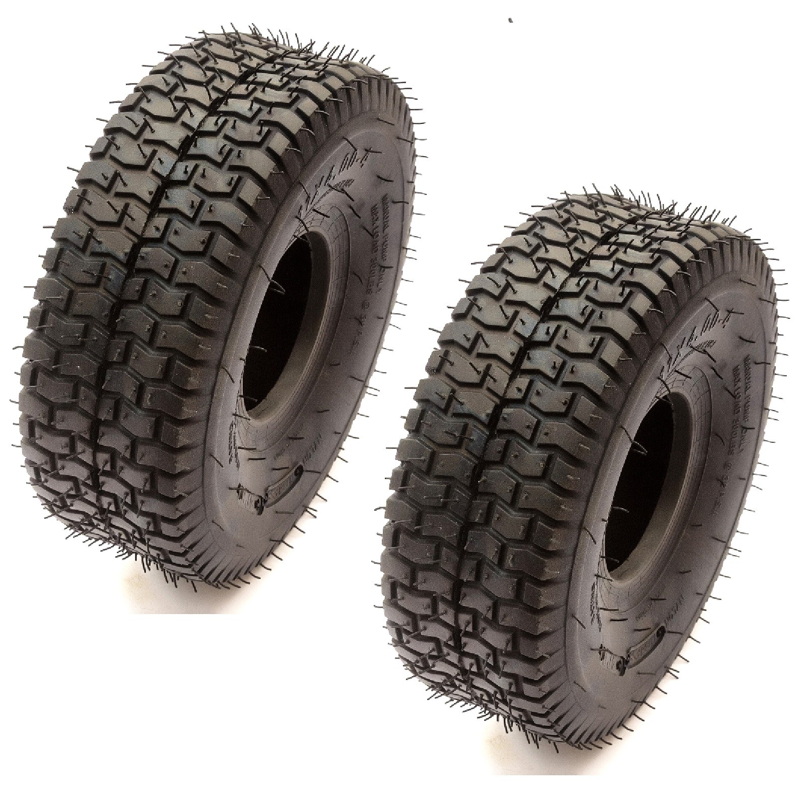 2x Tyre 11x4.00-4 Garden Lawn Tractor 4 Ply Grass Safe Turf Tread Tubeless Black