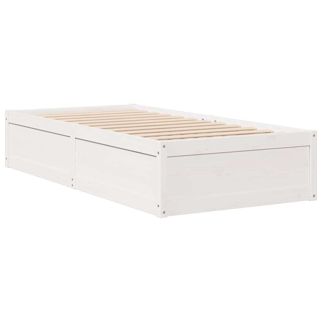 Bed Frame Home Base Bedstead White 90x190 cm Single Solid Wood Pine vidaXL
