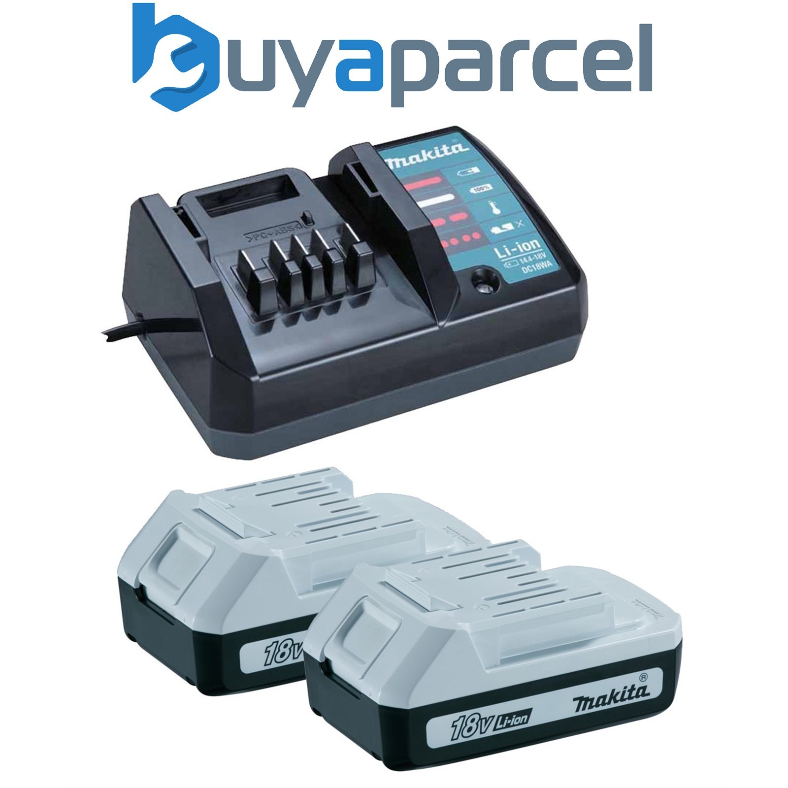 2 X Makita BL1815G 18v G-Series 1.3ah Lithium Ion Battery + DC18WA Charger