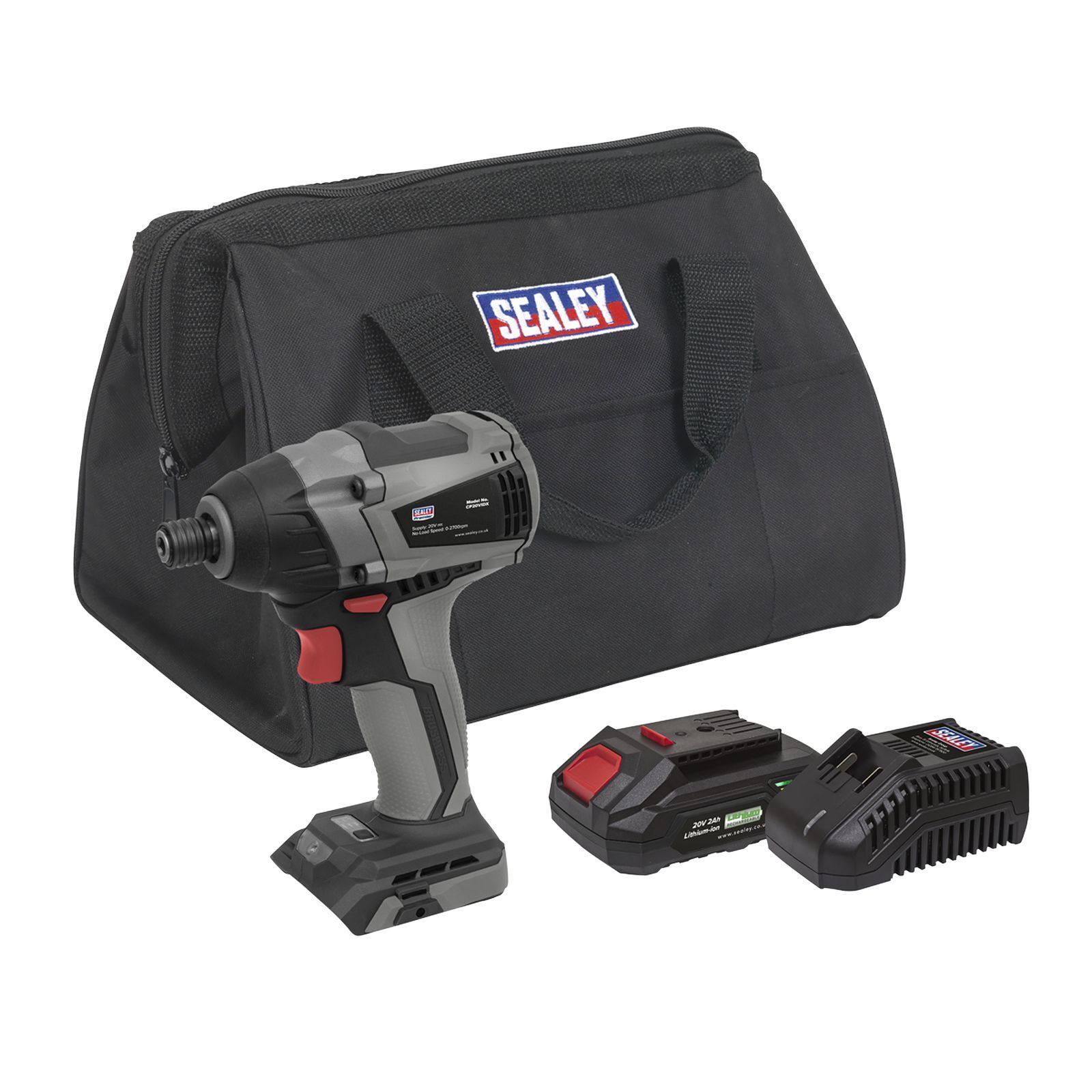 Sealey Brushless Impact Driver Kit 1/4" Hex 20V 2Ah Workshop Tool - CP20VIDXKIT1