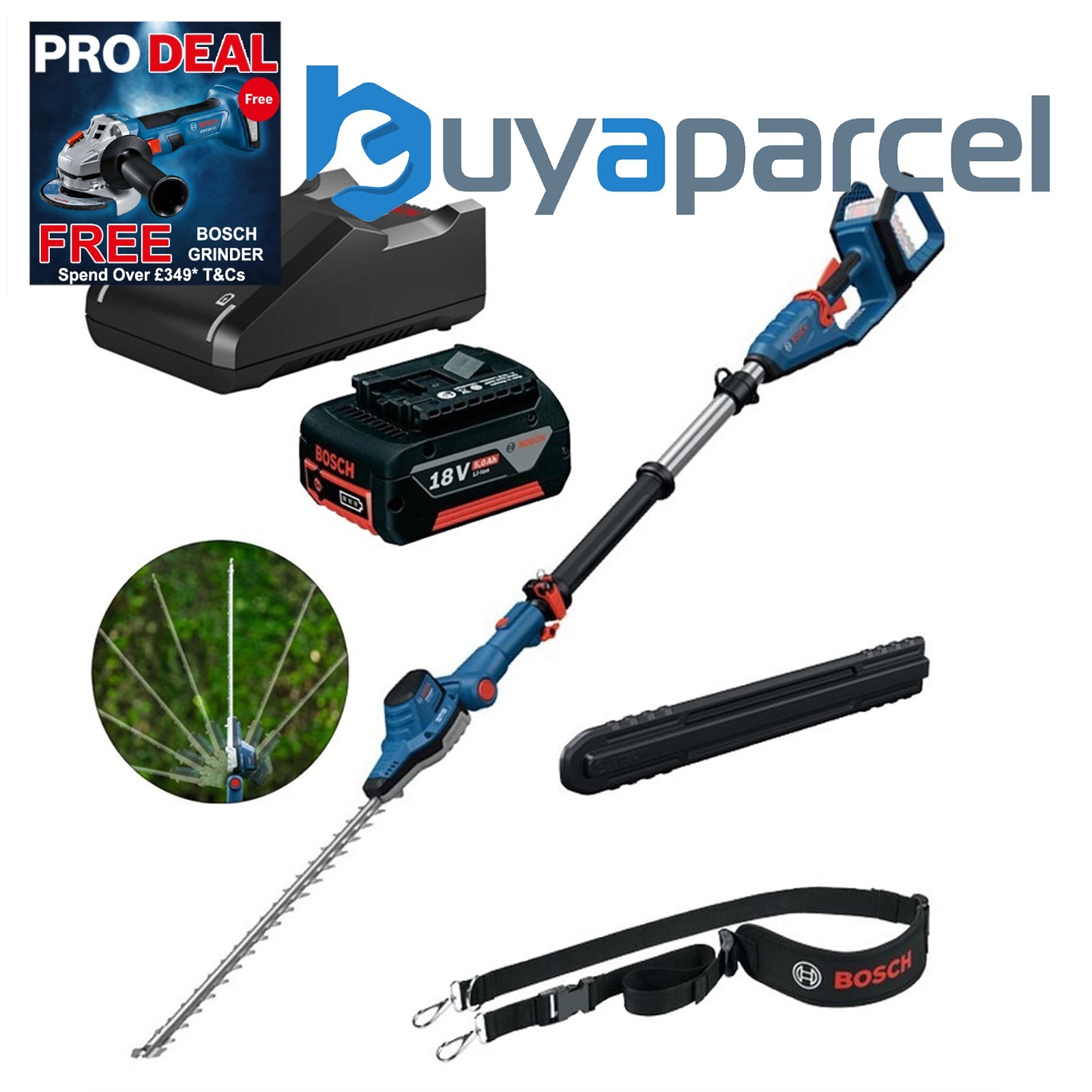 Bosch Professional 18v Cordless 2m Pole Hedge Cutter GHE 18V-50 TP Trimmer 1x5Ah