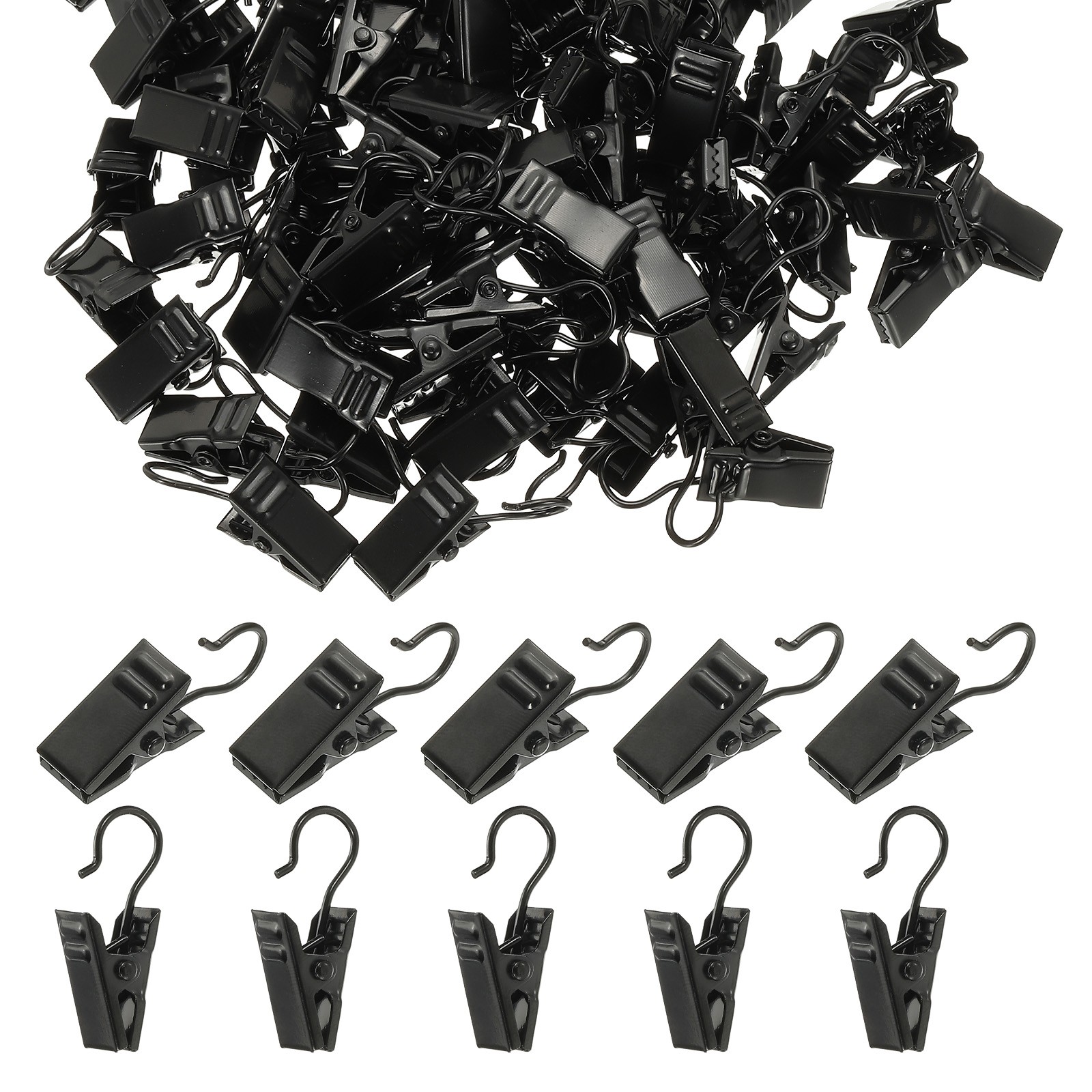200 Pcs Black String Light Hanging Clips Curtain Hooks Party Decoration Hanger