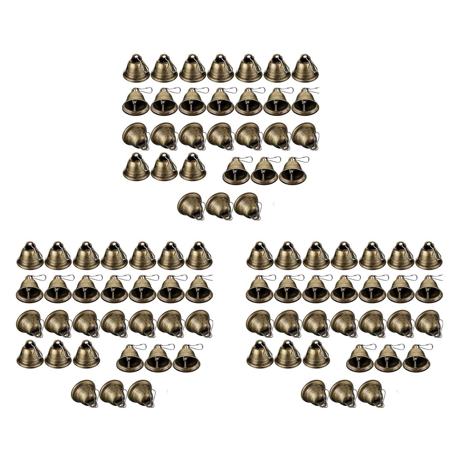 90 Pcs Bells Craft Small Bells Brass Bells Vintage Bells with Hooks for8404