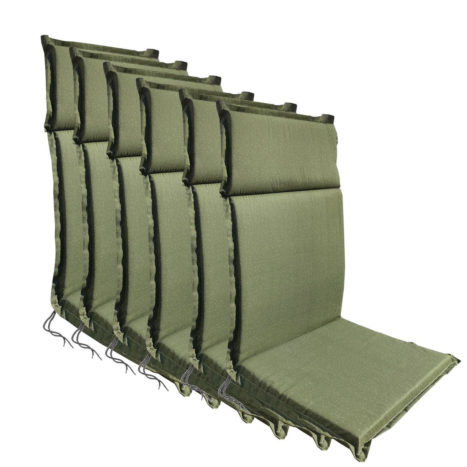 6X Cushion High-Back Garden Chair Cushions 118X47 Seat Cushions Green