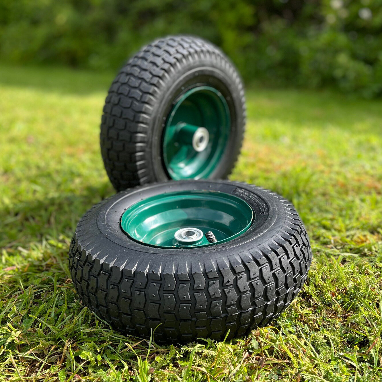 2 x Garden Trolley Wheels Replacement Spare Tyre Pneumatic Metal Rim (12"- 30cm)
