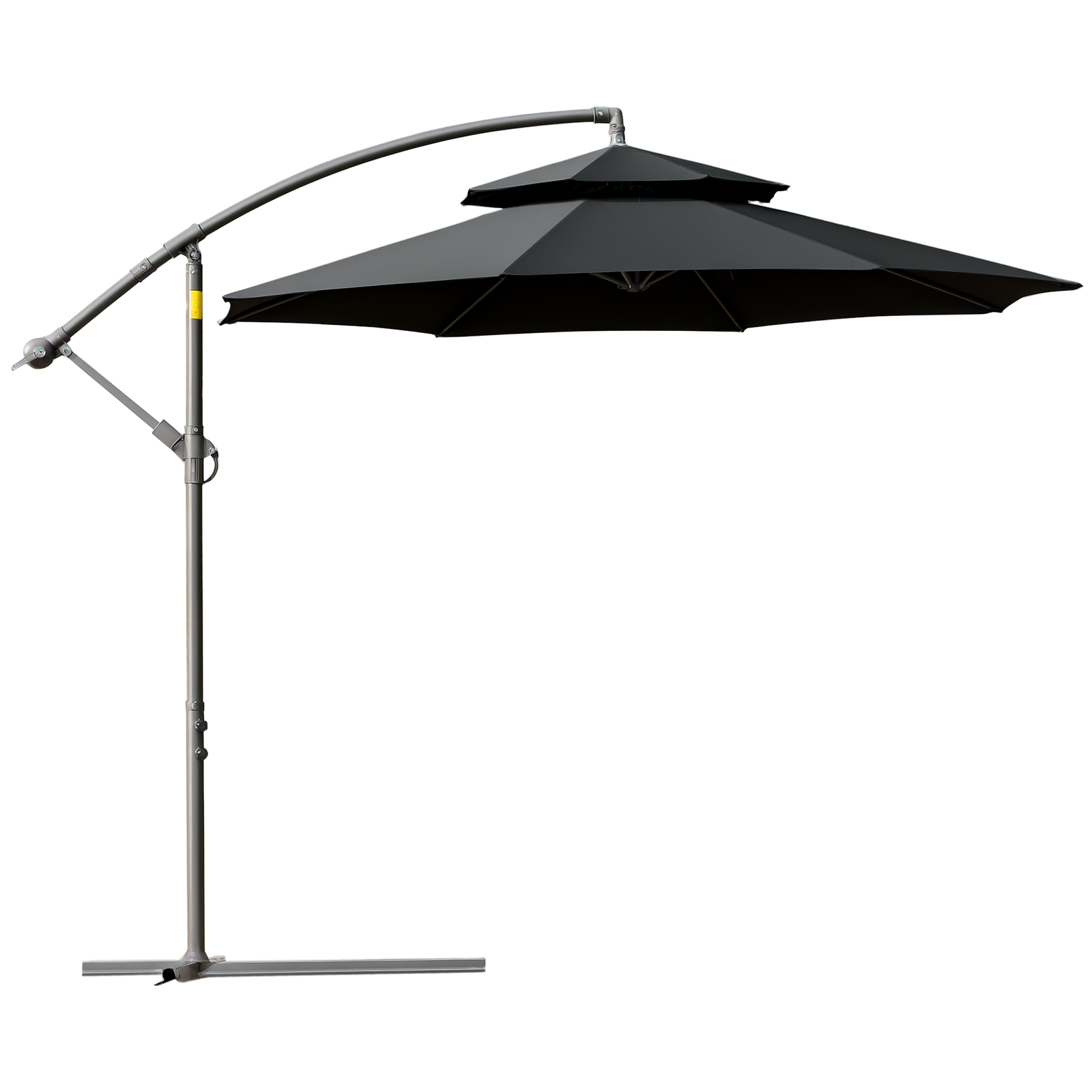 Outsunny 2.7m Cantilever Banana Parasol Outdoor Sun Shade w/ Crank, Black