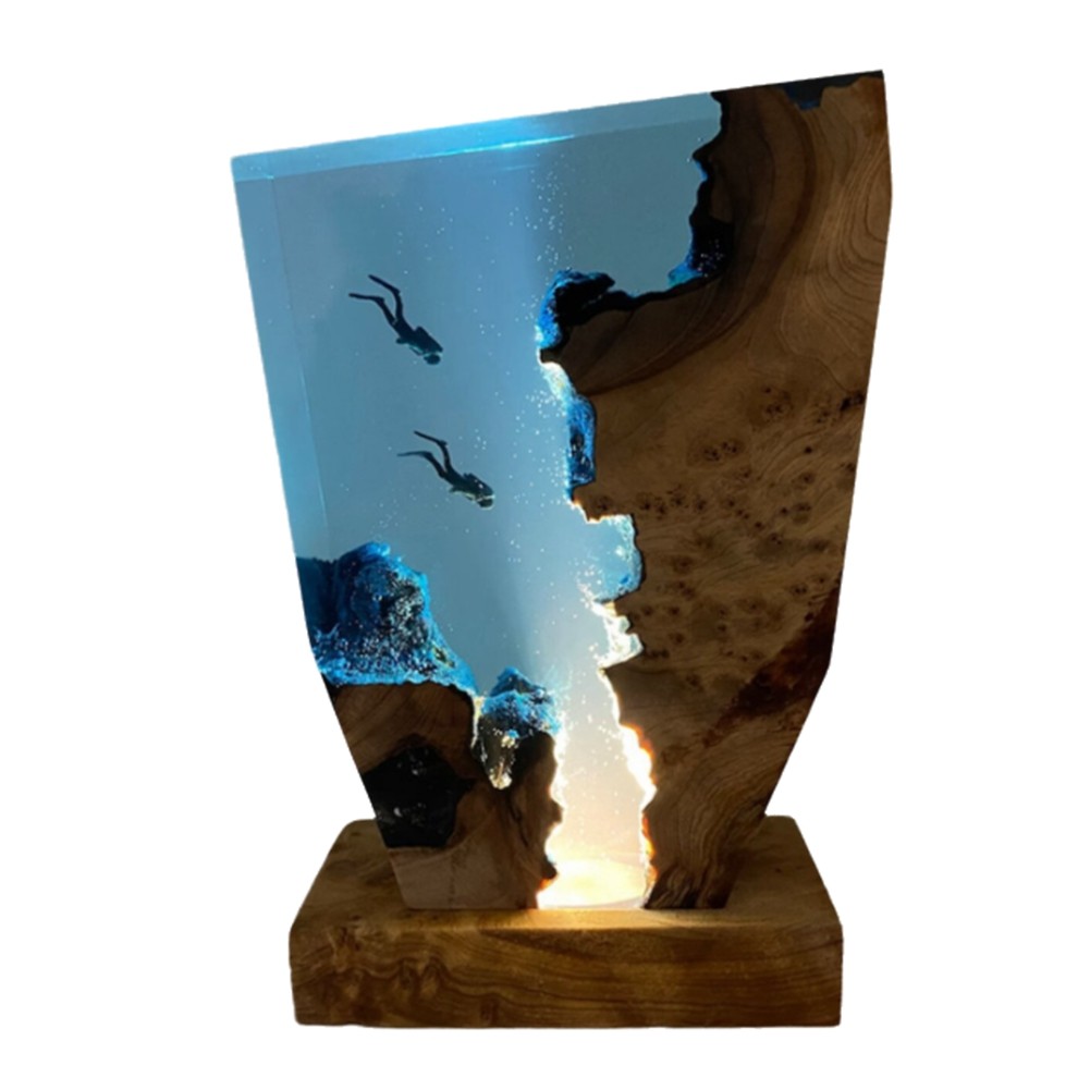 Seabed Exploration Organism Resin Table Light 2 Divers Resin Table Light4201