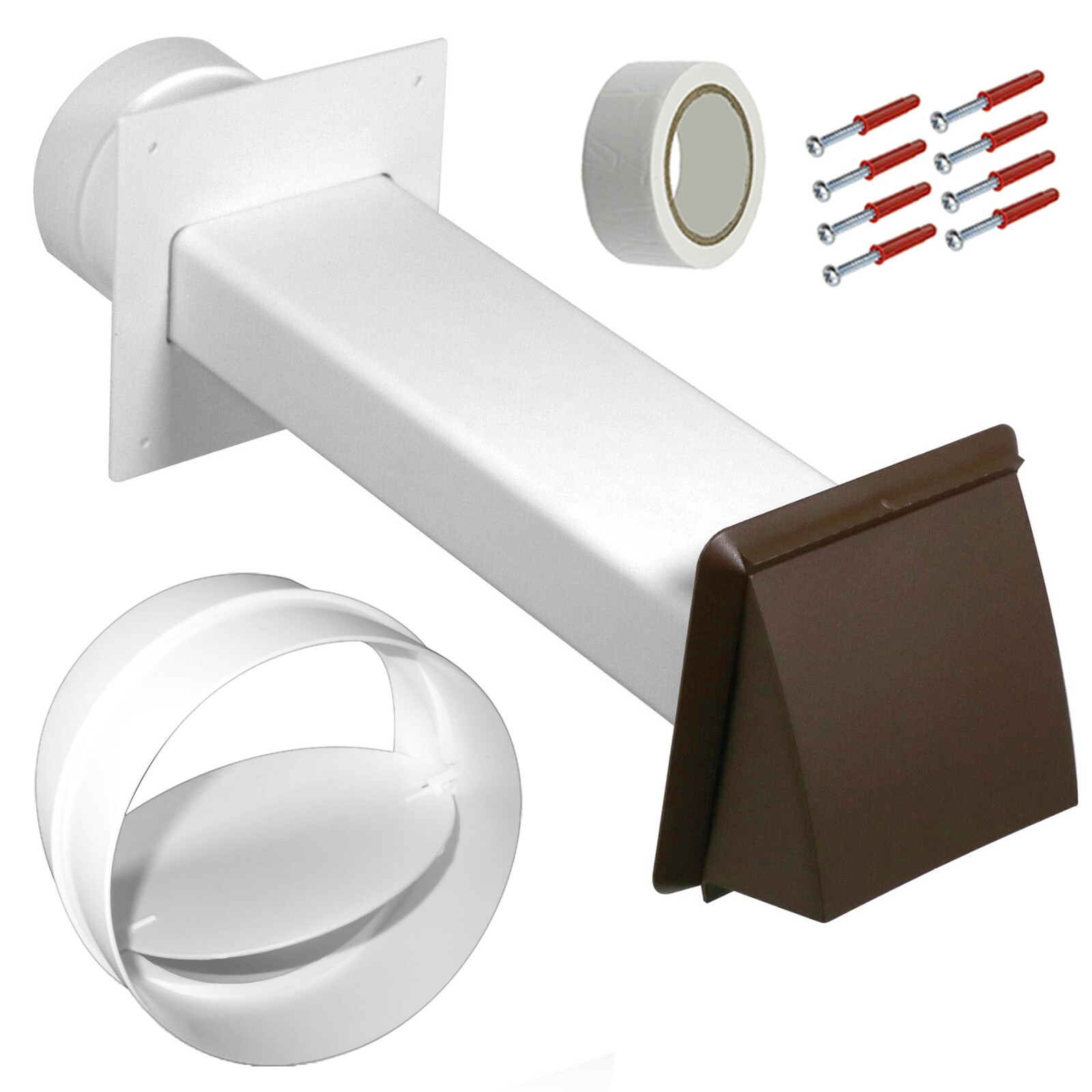 Tumble Dryer Vent Kit 4" 100mm UNIVERSAL Non Return Flap External Wall Duct Pipe