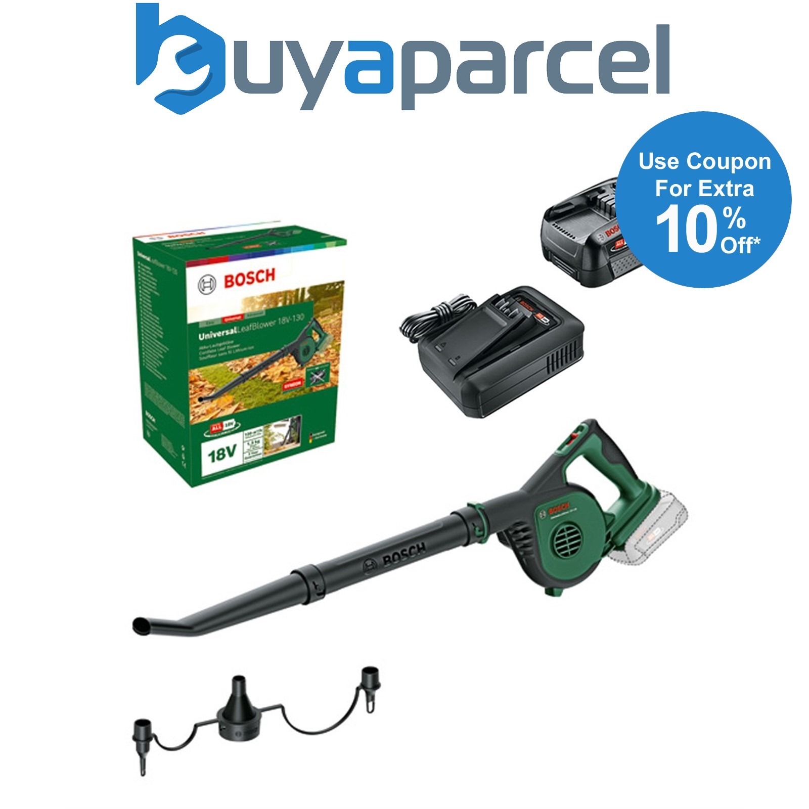 Bosch 06008A0601 18v Garden Leaf Blower UniversalLeafBlower - 1x 4AH Battery