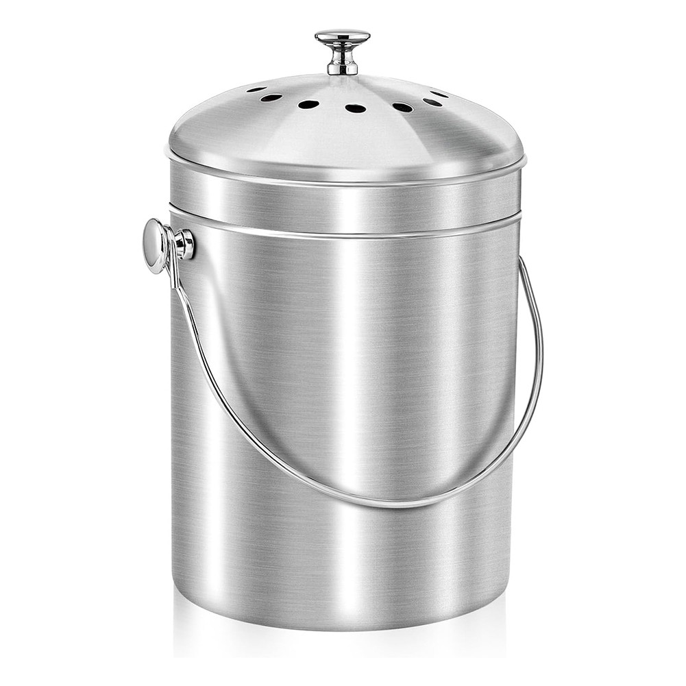 Compost Bucket for Kitchen Countertop,1.3 Gallon Stainless Steel Compost7536