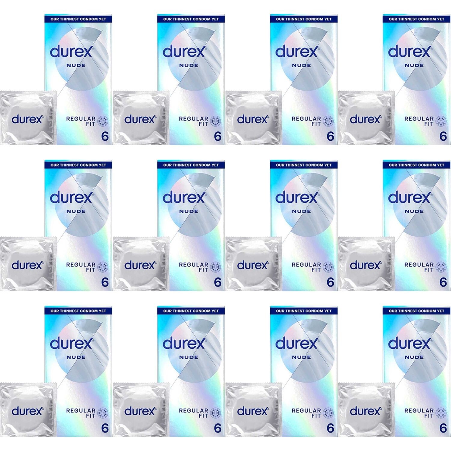 12 x Durex Nude Regular Fit 6 Condoms