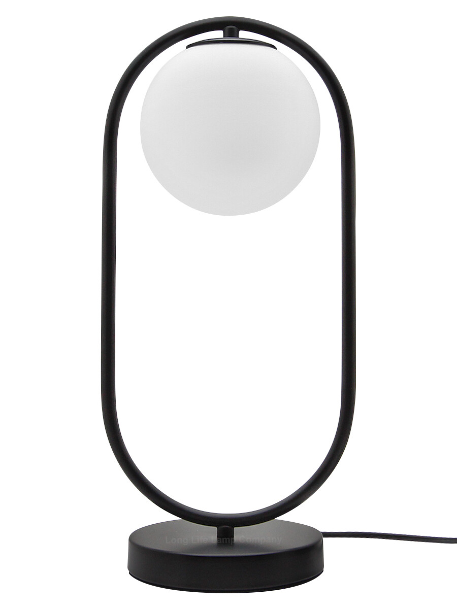 Modern Retro Frosted Globe Table Lamp Black Desk and Bedside Light H3008
