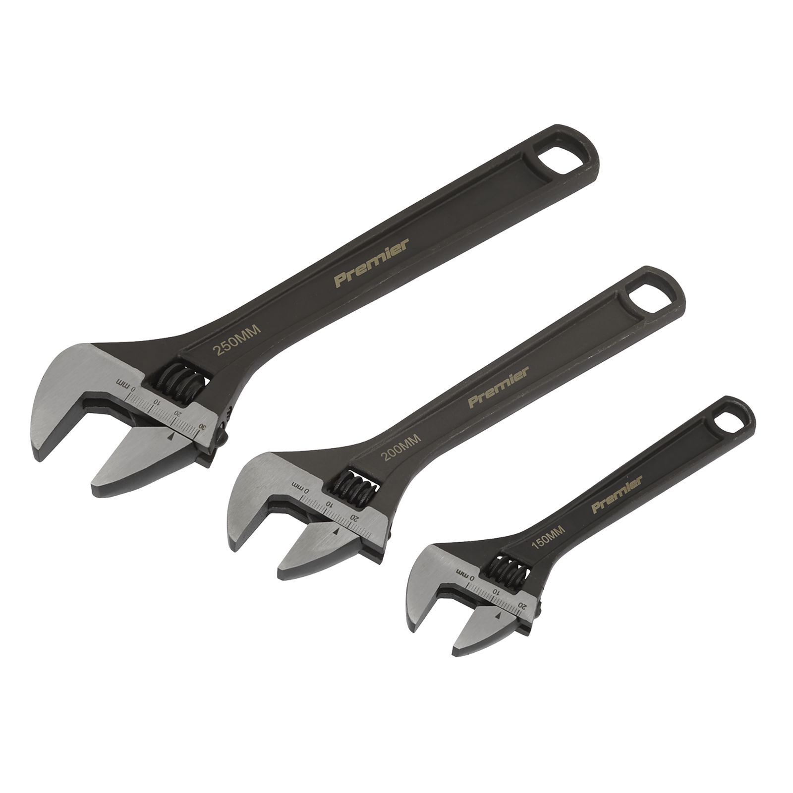Sealey Adjustable Wrench Set 3pc Rust Resistant Wrenches DIY Tools Garage