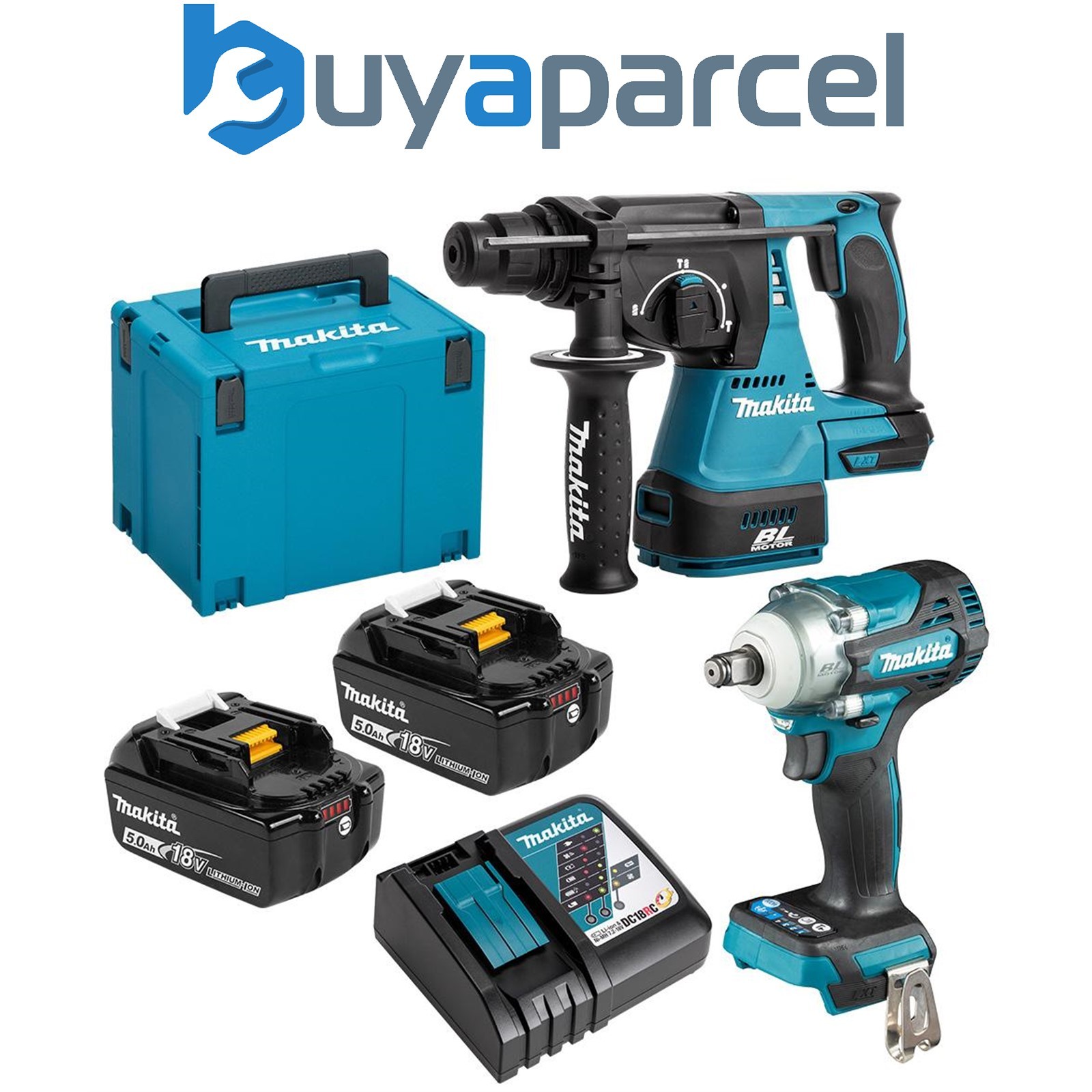 Makita DLX2372TJ 18v LXT 2 Piece Brushless Kit DHR242Z SDS DTW300 Impact Wrench