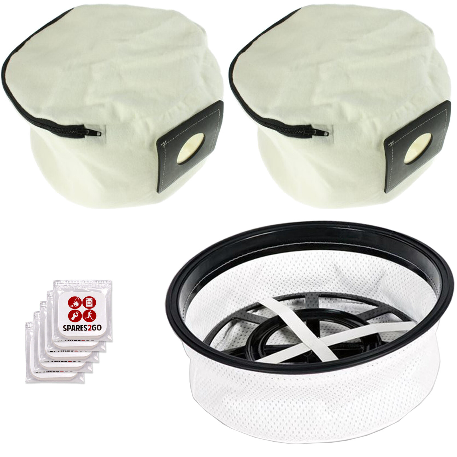 Filter 12" Round + Reusable Zip Bags x 2 for NUMATIC HENRY HETTY Vacuum + Fresh