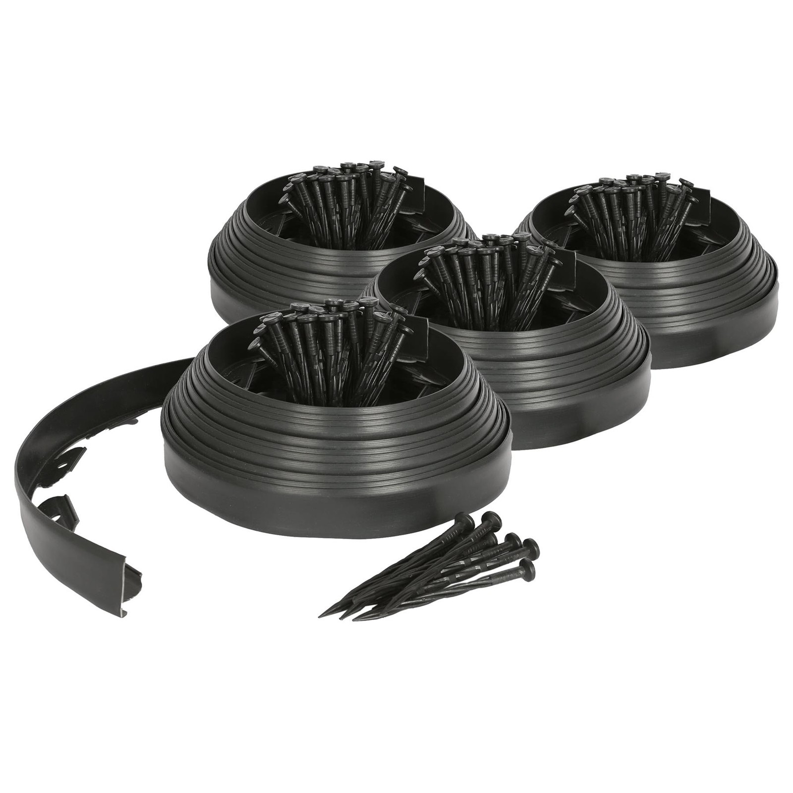 4x Flexible Plastic Lawn & Path Edging 40m x 4cm Black Garden Grass Edge Border