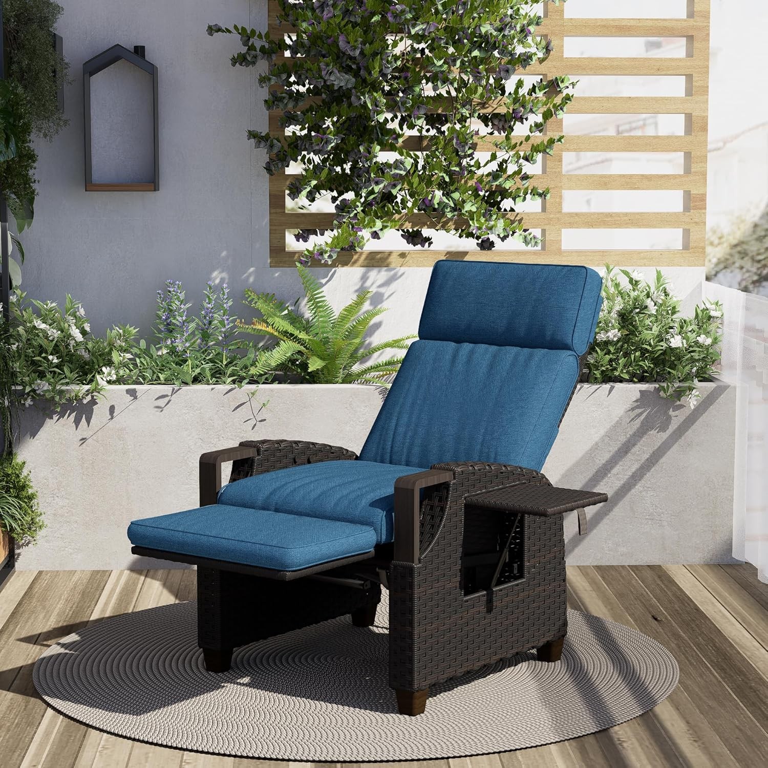 Grand patio Recliner Sun Lounger Adjustable Position Backrest Armchair with Fli