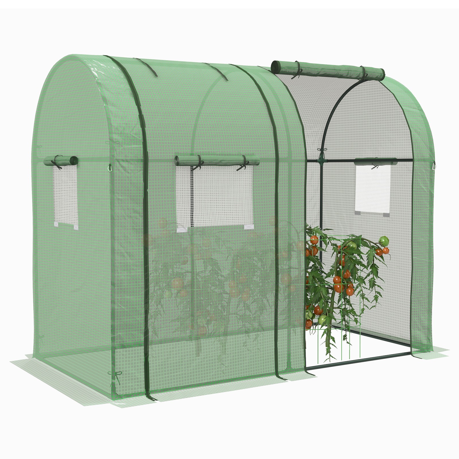 Outsunny Tomato Greenhouse with 2 Roll-up Doors, 185 x 94 x 150cm, Green