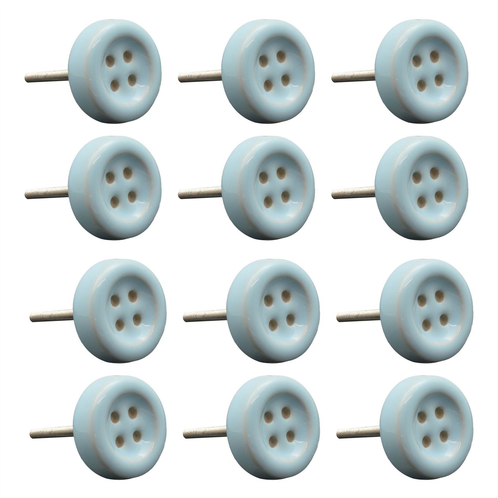 12x Ceramic Cabinet Knobs Kitchen Cupboard Door Drawer Handles Blue Button