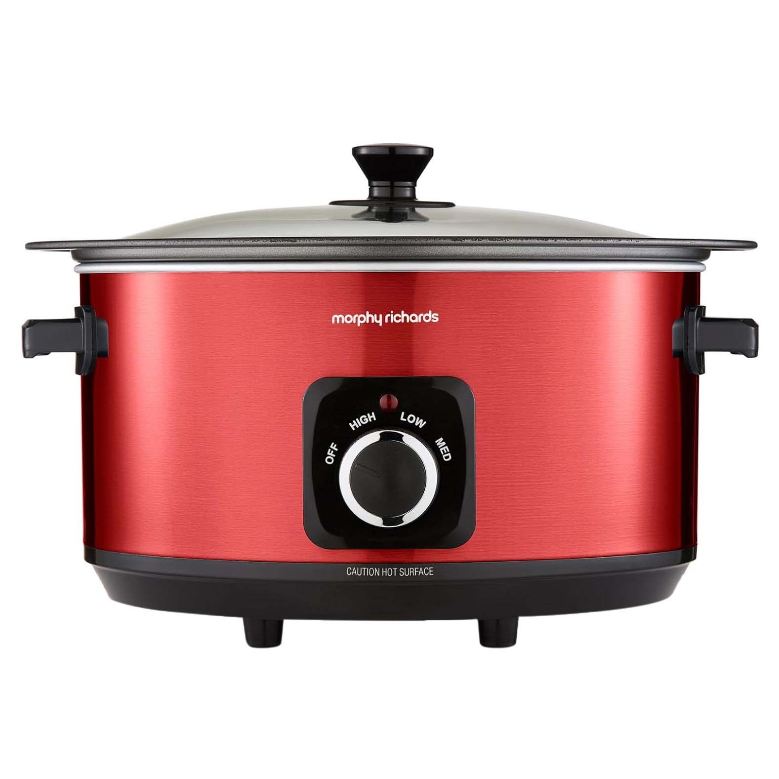 Morphy Richards 6.5L Accents Slow Cooker Sear and Stew Metallic Red 3 Heat