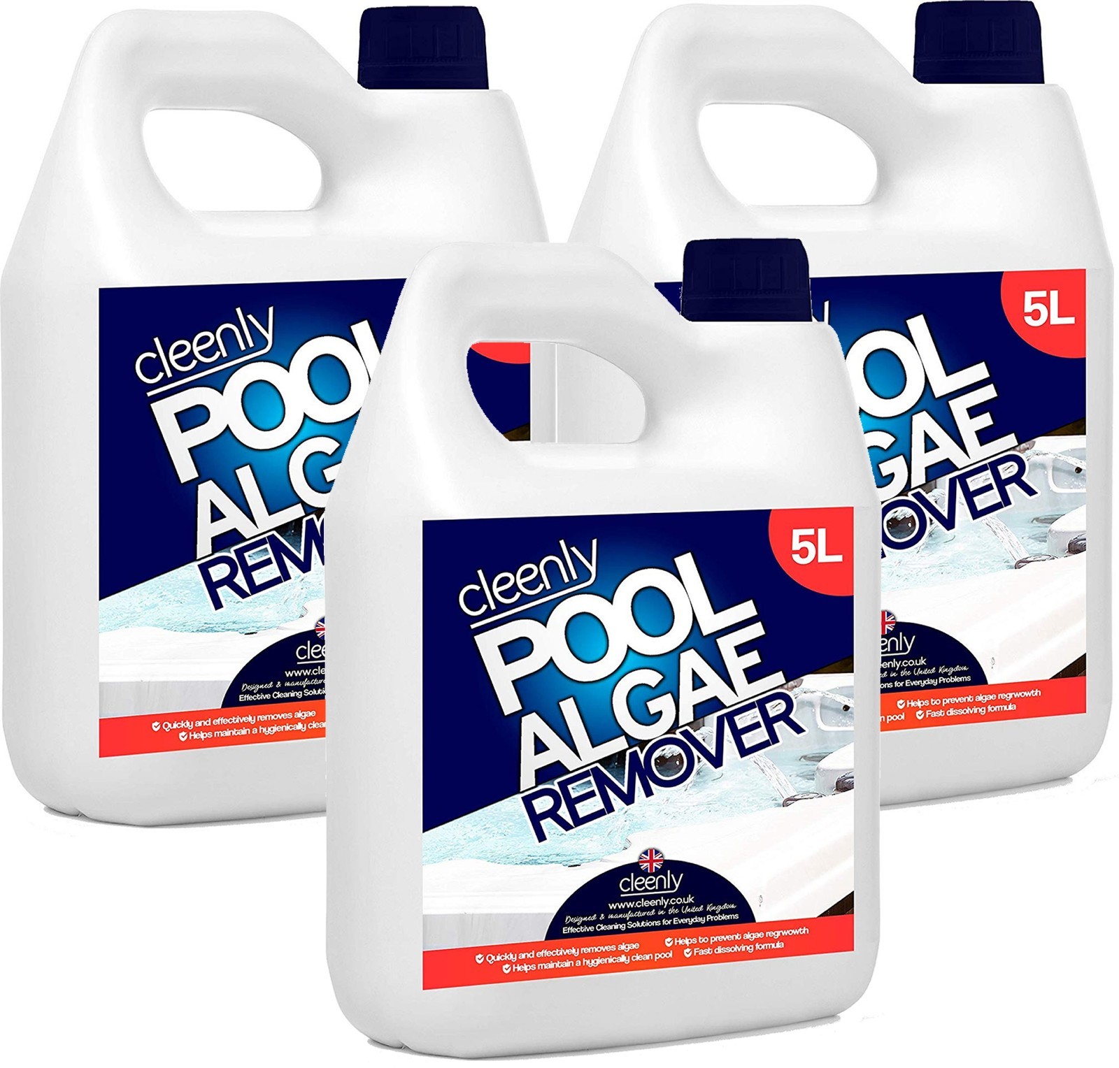 Cleenly Pool Algae Remover Prevents Growth & Removes for Hot Tub & Spa 3 x 5L
