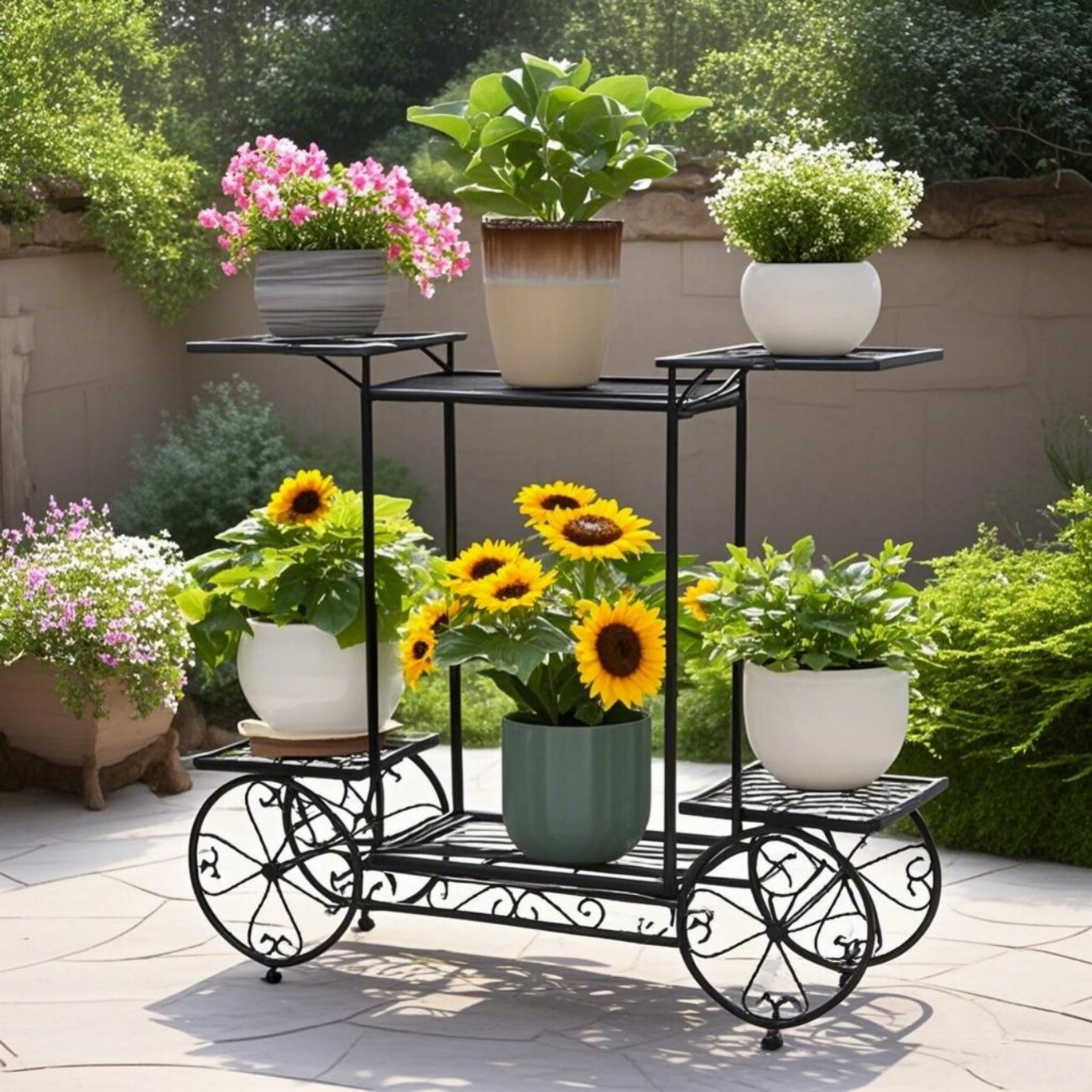 Heavy Duty 6-Tier Plant Rack Indoor/Outdoor Flower Pot Display Shelf with Wheels