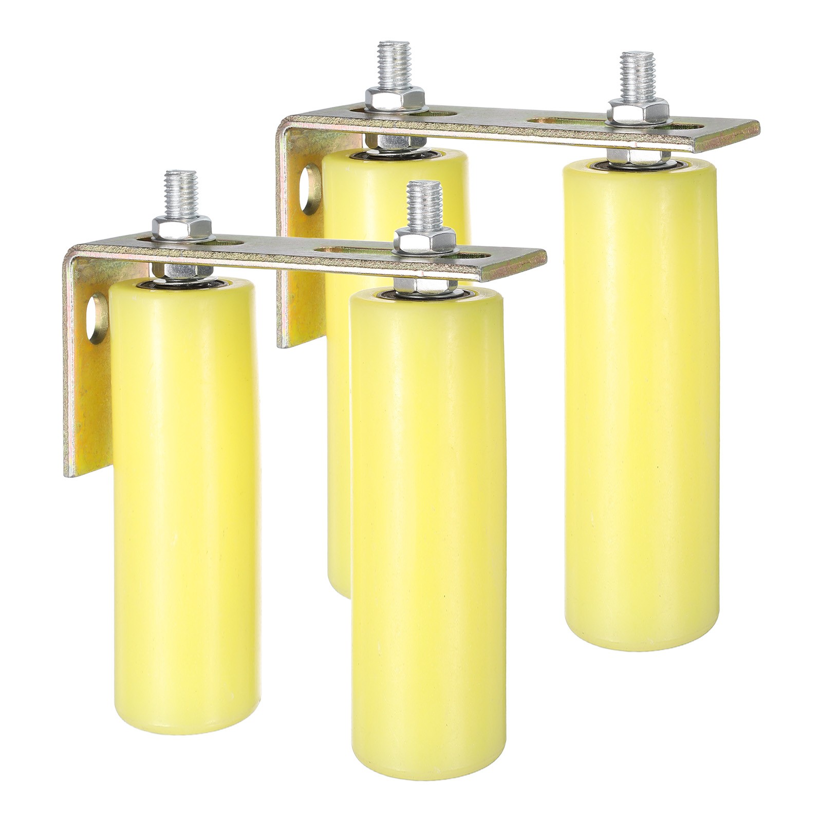 2Set Slide Gate Guide Roller, 6" Nylon Gate Support Rollers with Bracket, Yellow