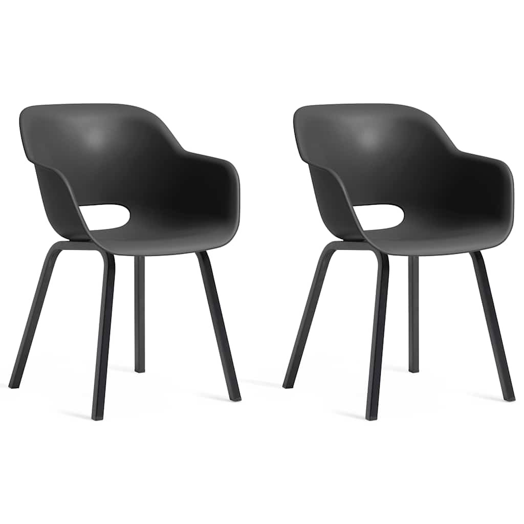 Keter Garden Chairs 2pcs Graphite Metal Legs Outdoor Patio Seating vidaXL