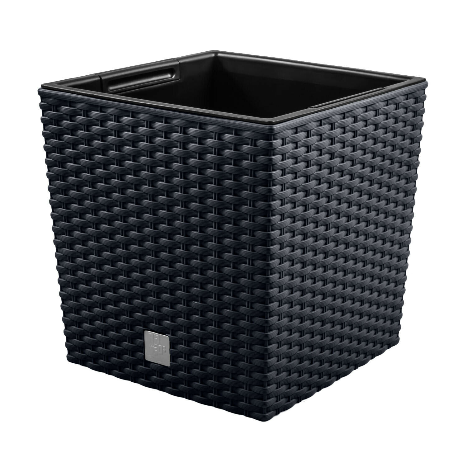 Planter Prosperplast Rattan Look Anthracite Insert DRTS400L-S433