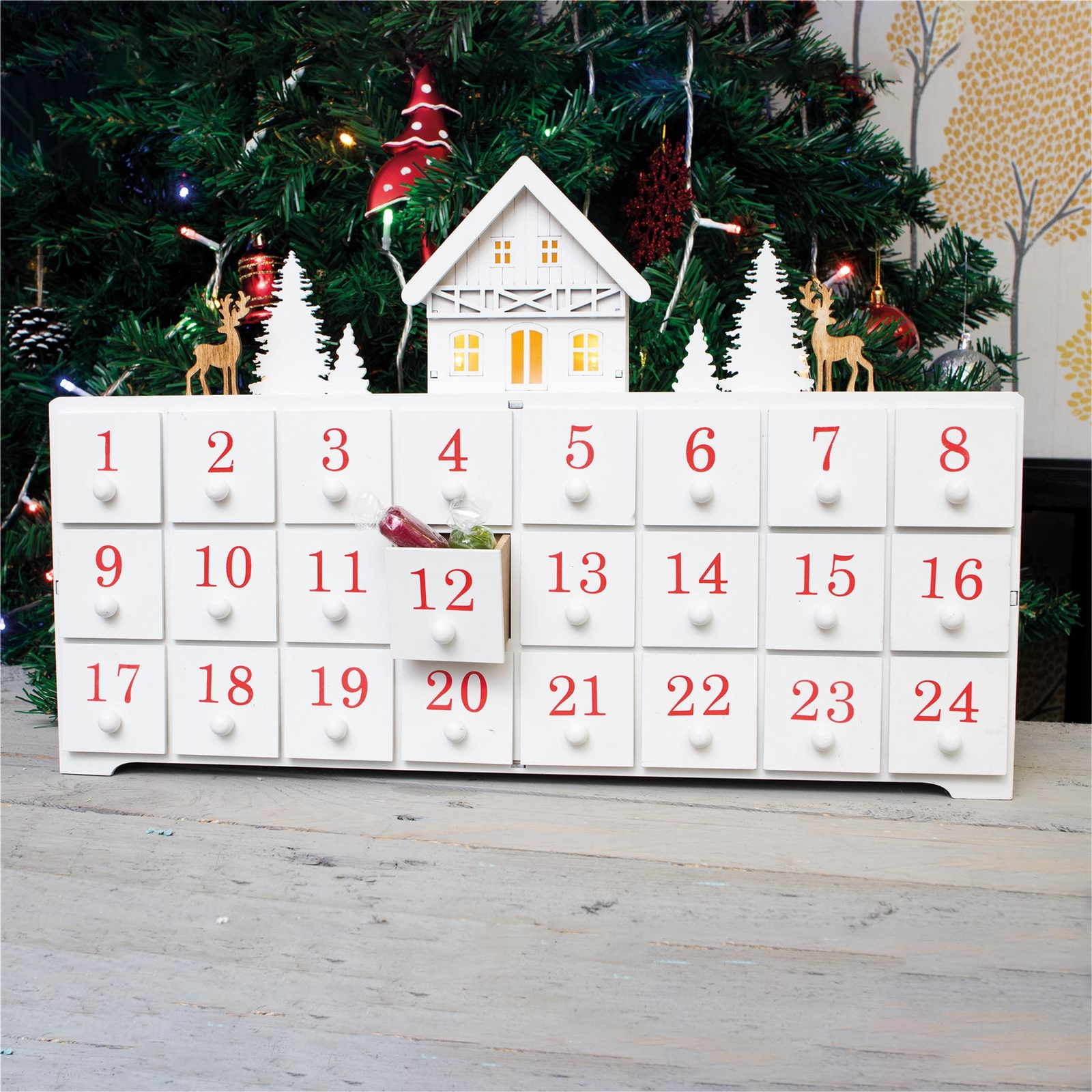 Fill Your Own Advent Calendar 24 Day Christmas Xmas Countdown Gifts Treats White
