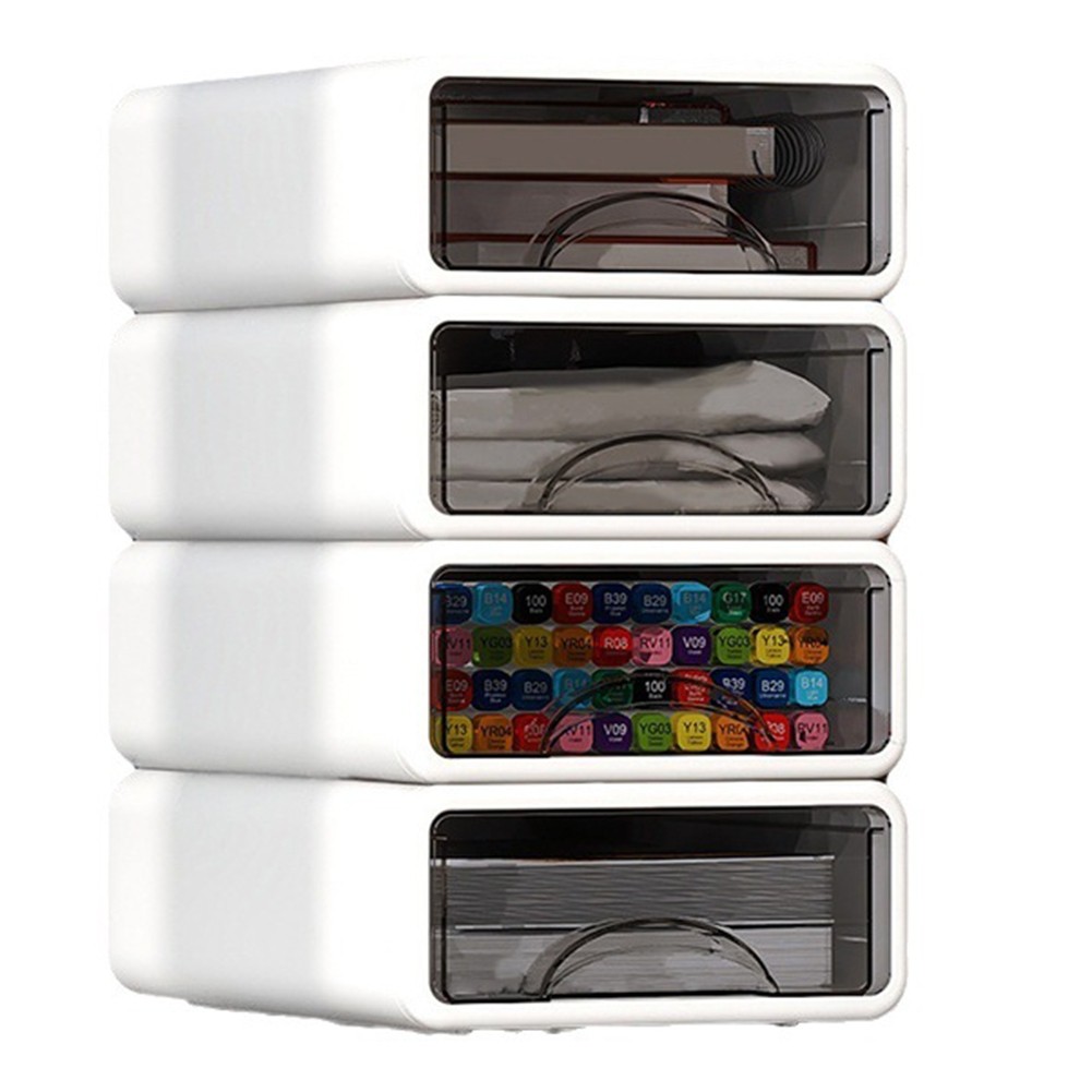 Stackable Plastic Organizer Box for Desktop, Makeup, Jewelry, Office2348