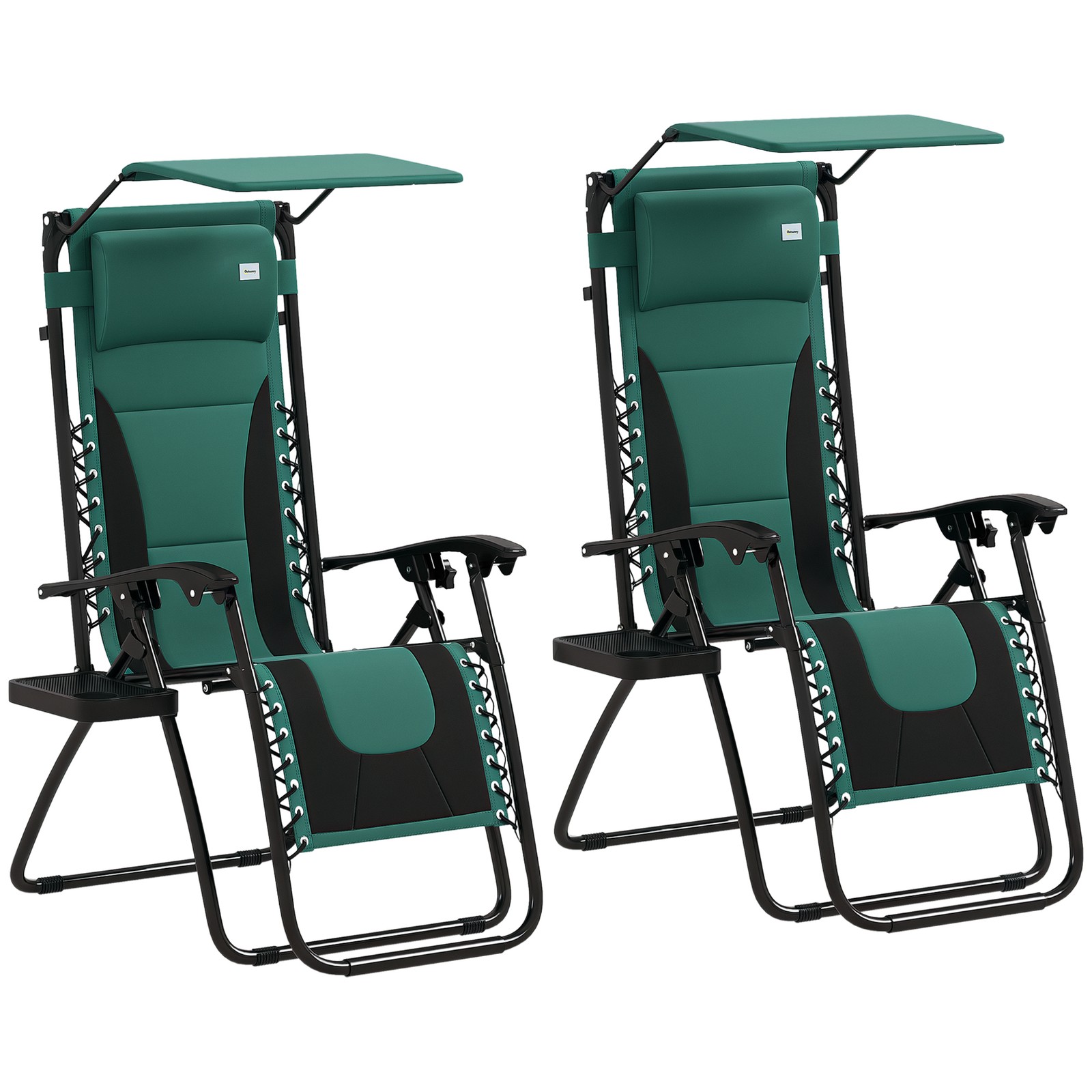 Outsunny 2 Pcs Zero Gravity Lounger Chair, Folding Reclining Chair, Green
