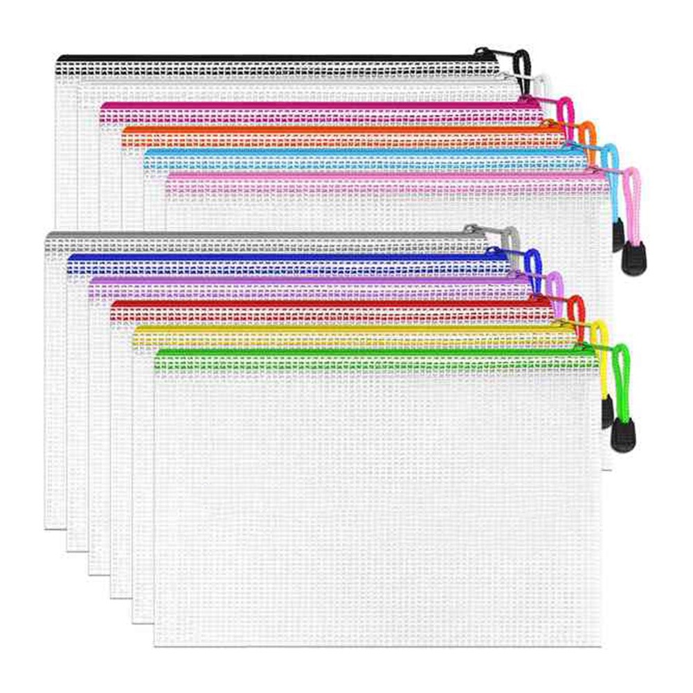 3X(Grid File Bag Zipper File Bag Store File Grid Bag Mesh Storage Bag8362