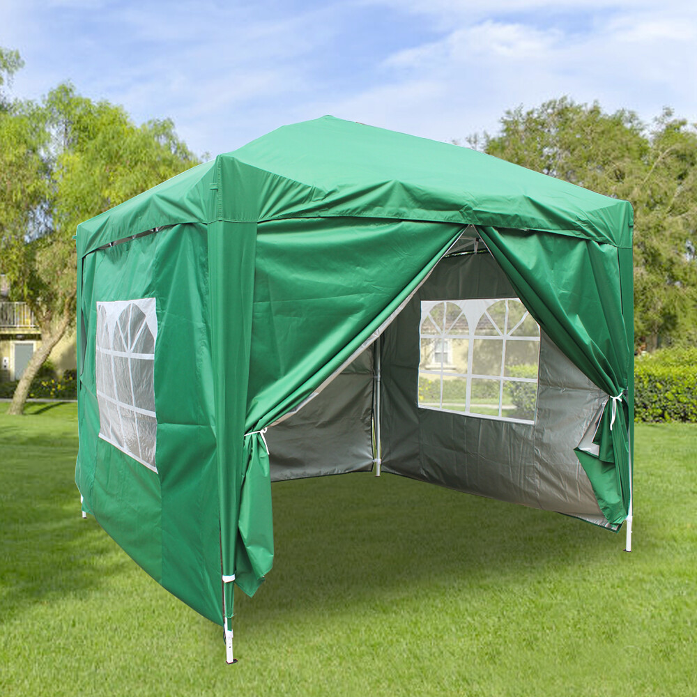 2.5x2.5m Pop Up Gazebo Outdoor Garden Marquee Tent with 4 Leg Weights Green