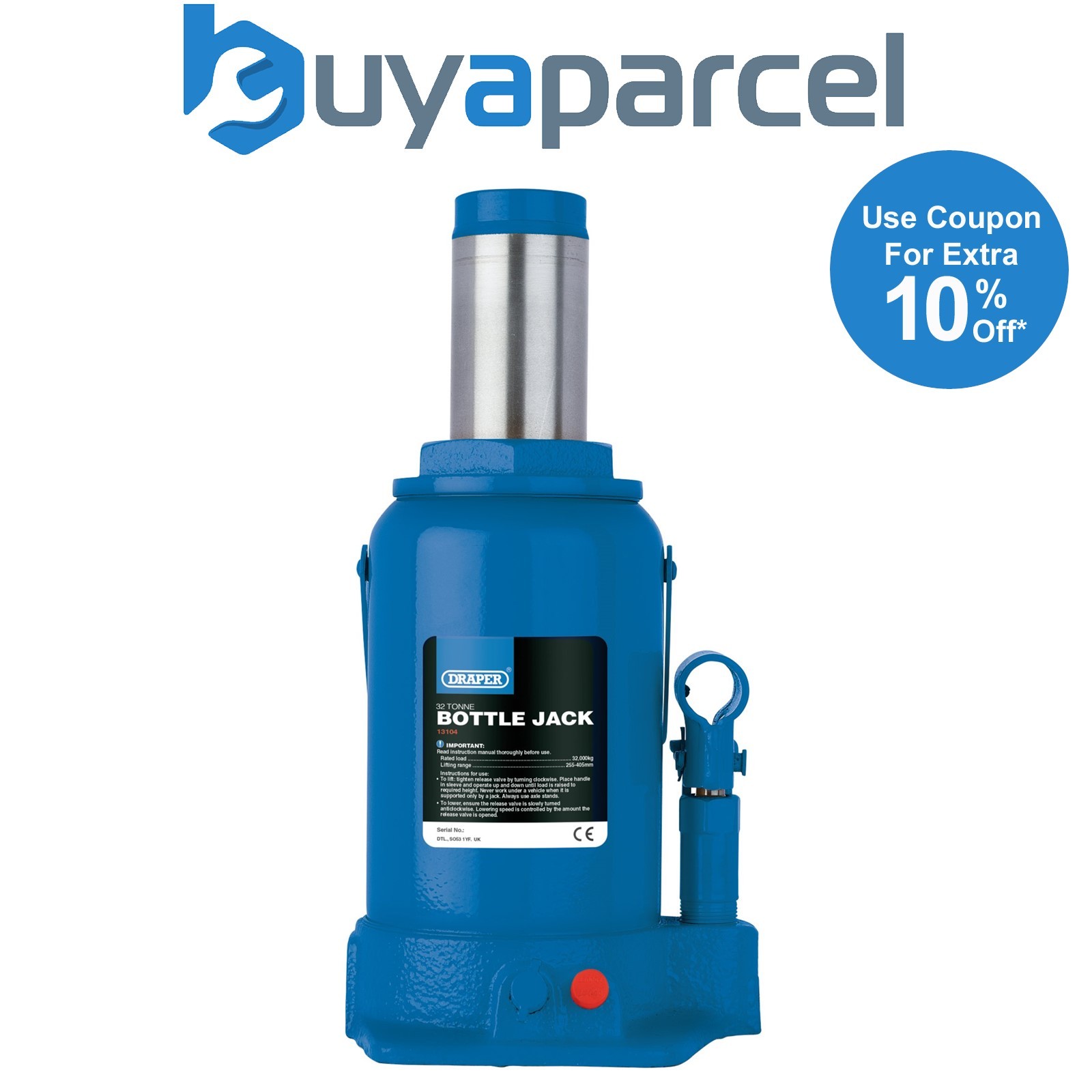 Draper 13104 Hydraulic Bottle Jack, 32 Tonne
