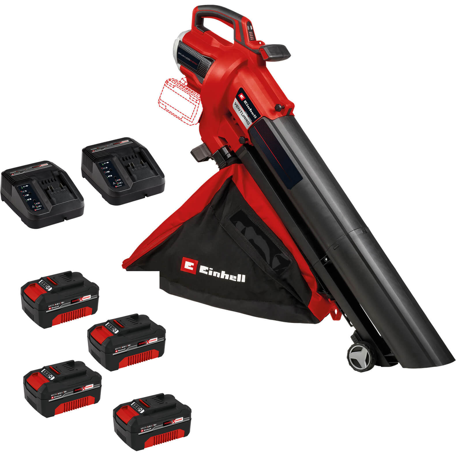 Einhell Professional VENTURRO 36/240 36v Cordless Leaf Blower and Vacuum 4 x 4ah
