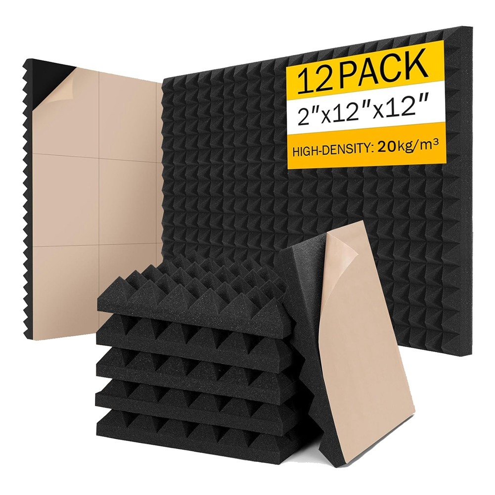 12 Pack Sound Proof Foam Panels for Wall 2x12x12inch High Density2260