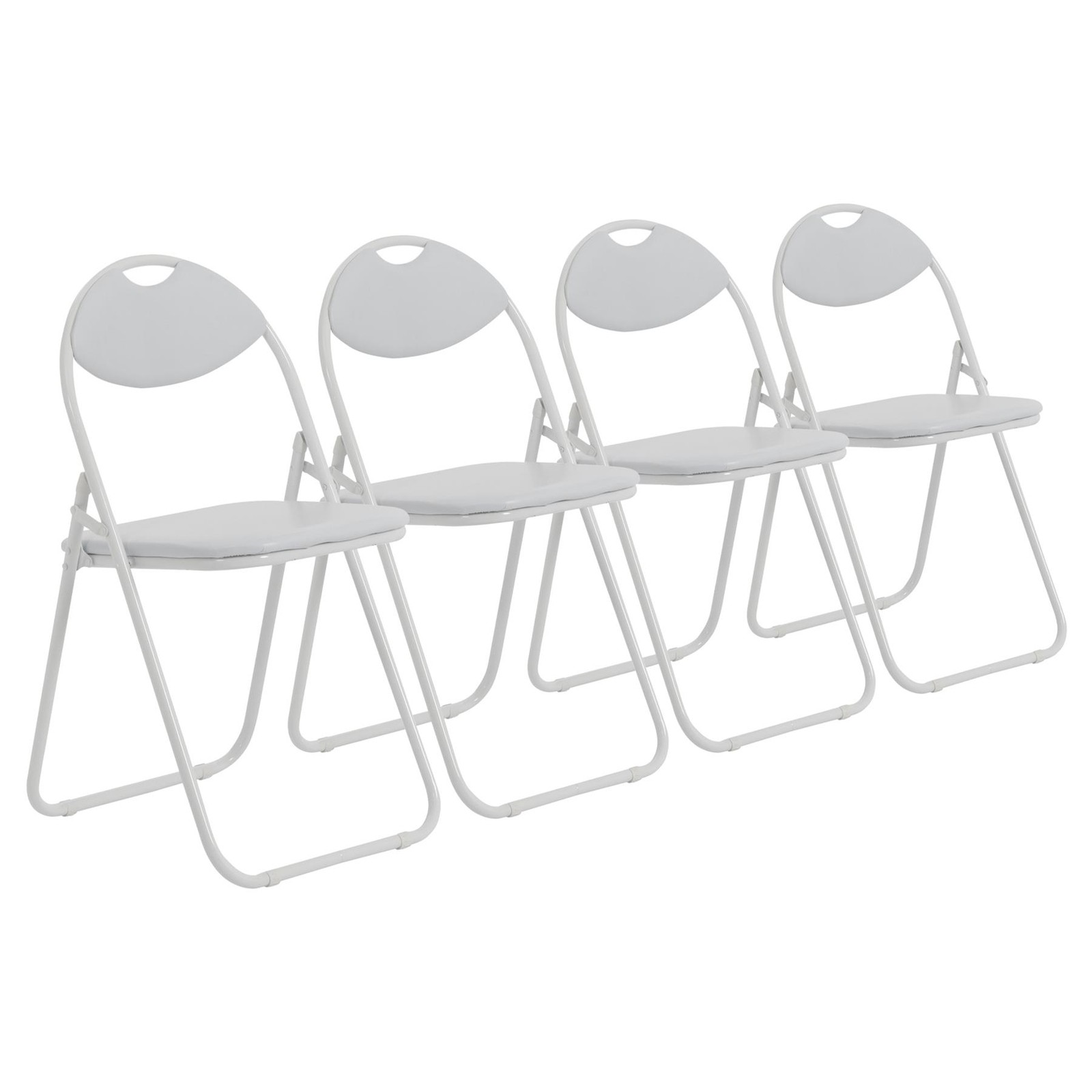 4x Padded Folding Chairs Easy Store Metal Frame Office Bedroom Seating White
