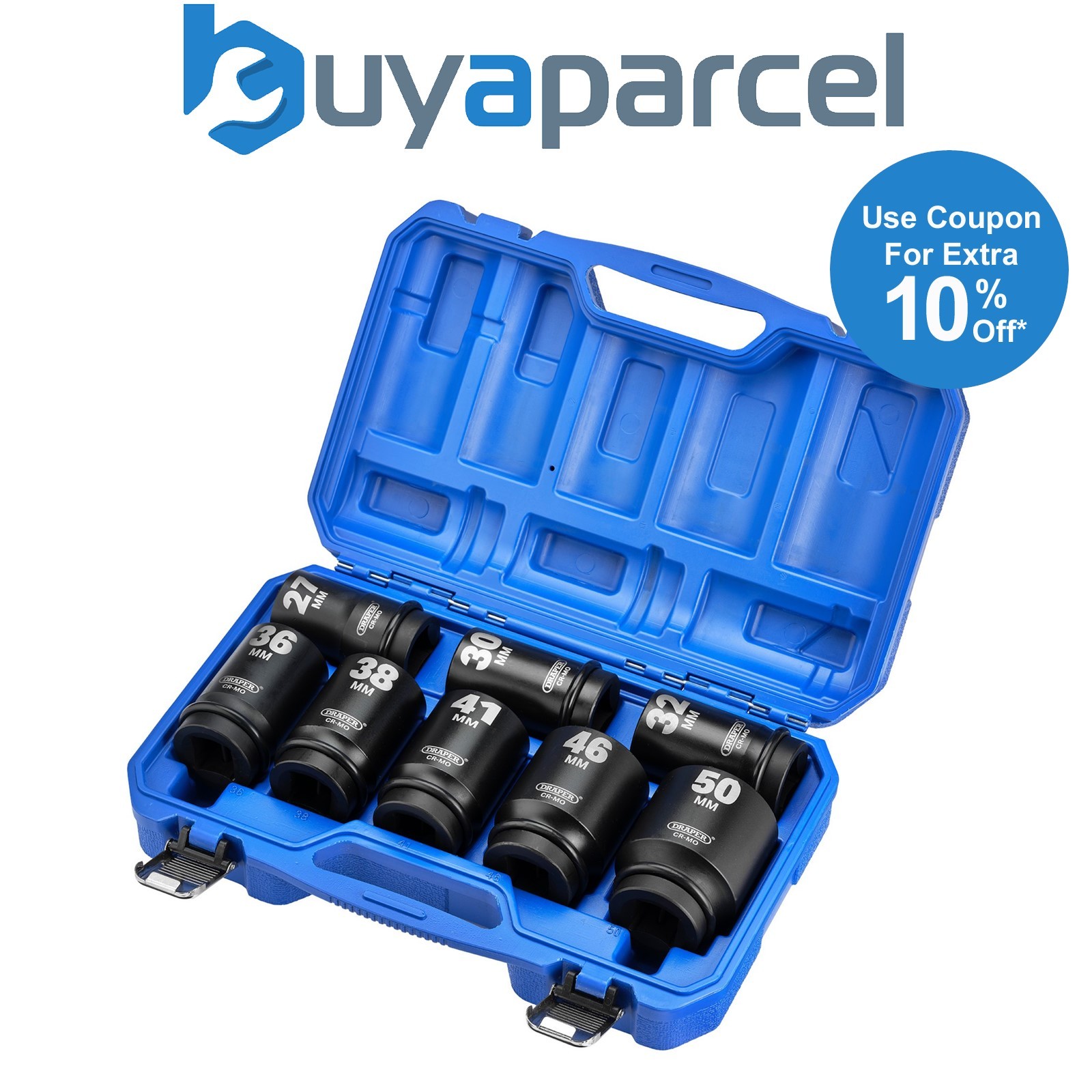 Draper 20210 Draper HI-TORQ Metric Deep Impact Socket Set, 1" Sq. Dr. (8 Piece)