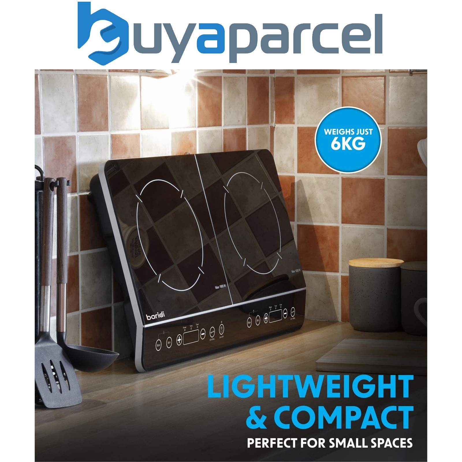 Sealey DH146 Baridi Portable Induction Hob with 2 Cooking Zones 60 x 36 x 6.5cm